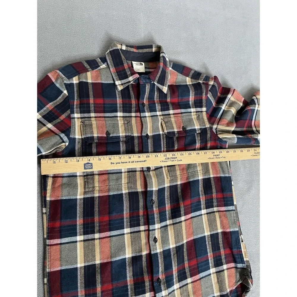 The North Face Button Down‎ Flannel Shirt Men's S/p Blue/red/tan Plaid 2 Pockets